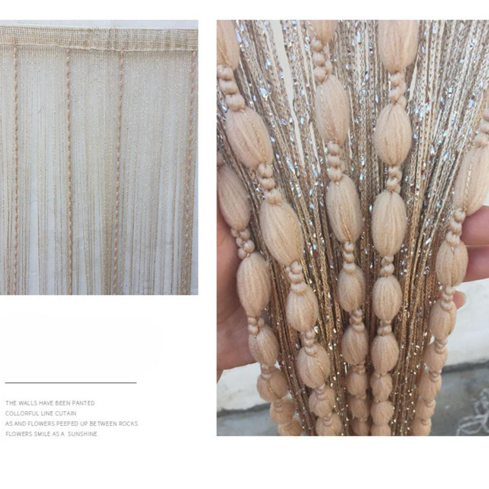 2m X 1m Door String Curtain Flat Ribbon Thread with Shaggy Tassel Room Divider Home Decor Sequin Curtain for Doorway Door String Curtains