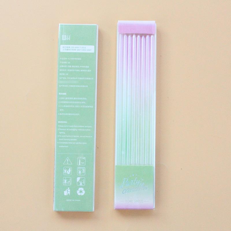 

Новая зеленая розовая градиентная свеча Креативная романтическая цветная вечеринка Украшение День рождения Тонкая свеча со спичками A11 gradual change candle