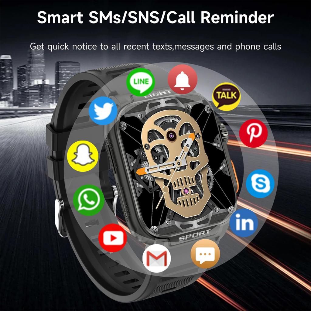 LIGE Nové chytré hodinky pro volání přes Bluetooth 1,91palcový HD displej Sportovní Fitness Muži Chytré hodinky Venkovní sportovní svítilna Chytré hodinky P5