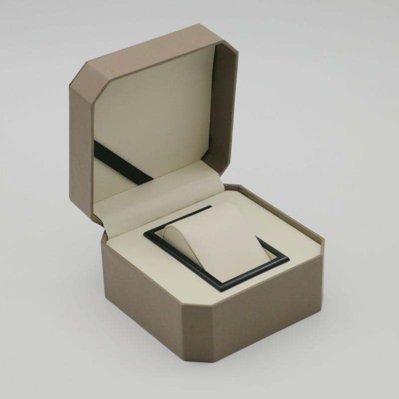 Rounded Corner PU Leather Single Watch Storage Box with Threaded Flip Cover
