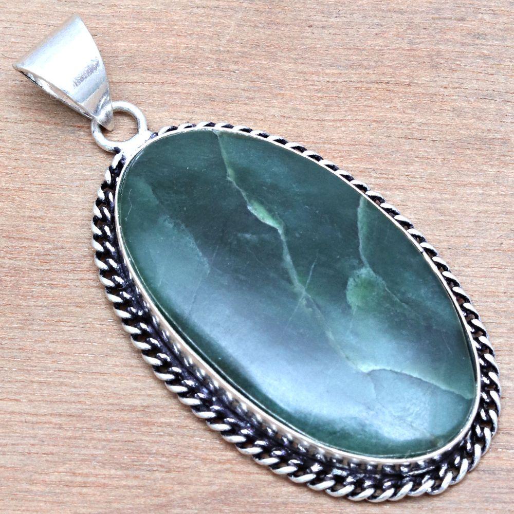 Pendant Vassolite Gemstone Gift For Her Silver Jewelry 2.25"
