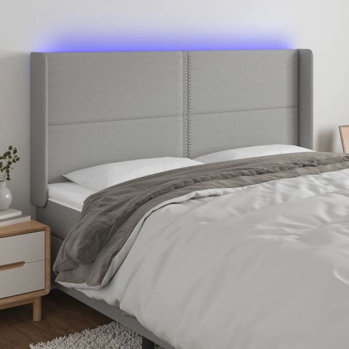 VidaXL LED Headboard Bedroom Furniture Double Bed Accessory Head of Bed Frame Interior Light Grey 3123922