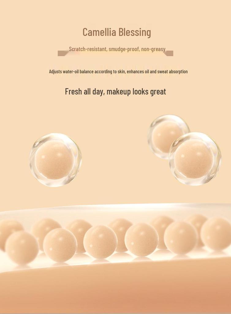Hreese Camellia Clear Long-lasting BB Cushion: No Smudge, No Cake, Lightweight, Large Capacity Foundation.