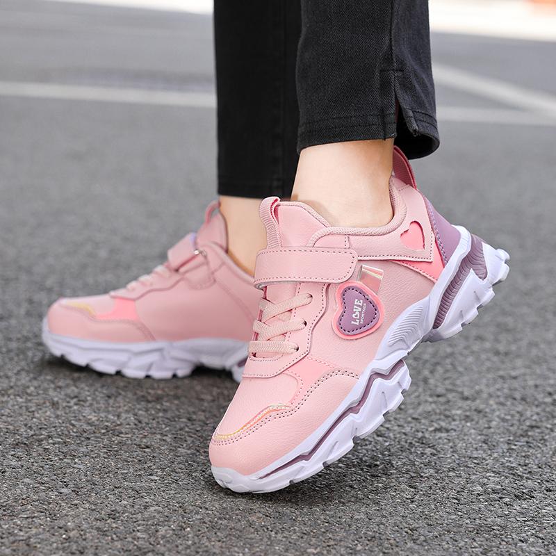 Girls' autumn and winter sports shoes, non slip leather surface, primary school students' spring outdoor shoes,