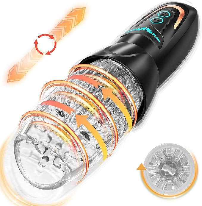 Automatic Telescopic Male Masturbator 7 Thrusting Rotating Modes Pocket Pussy Blowjob Sex Machine Penis Pump Piston Mastubator