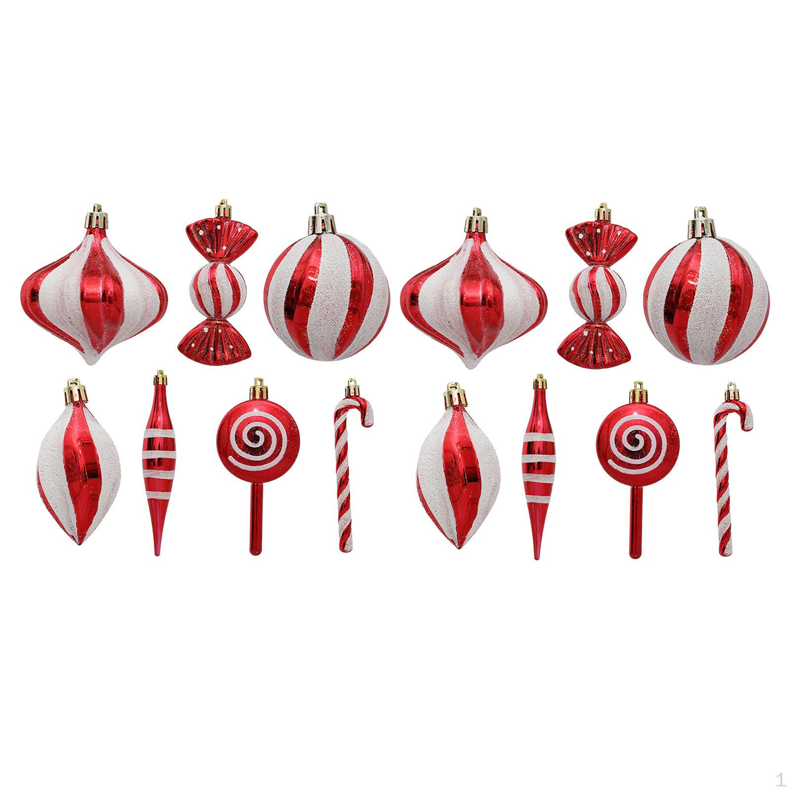 14x Candy Hanging Christmas Ornament Festival Peppermint Cane Balls