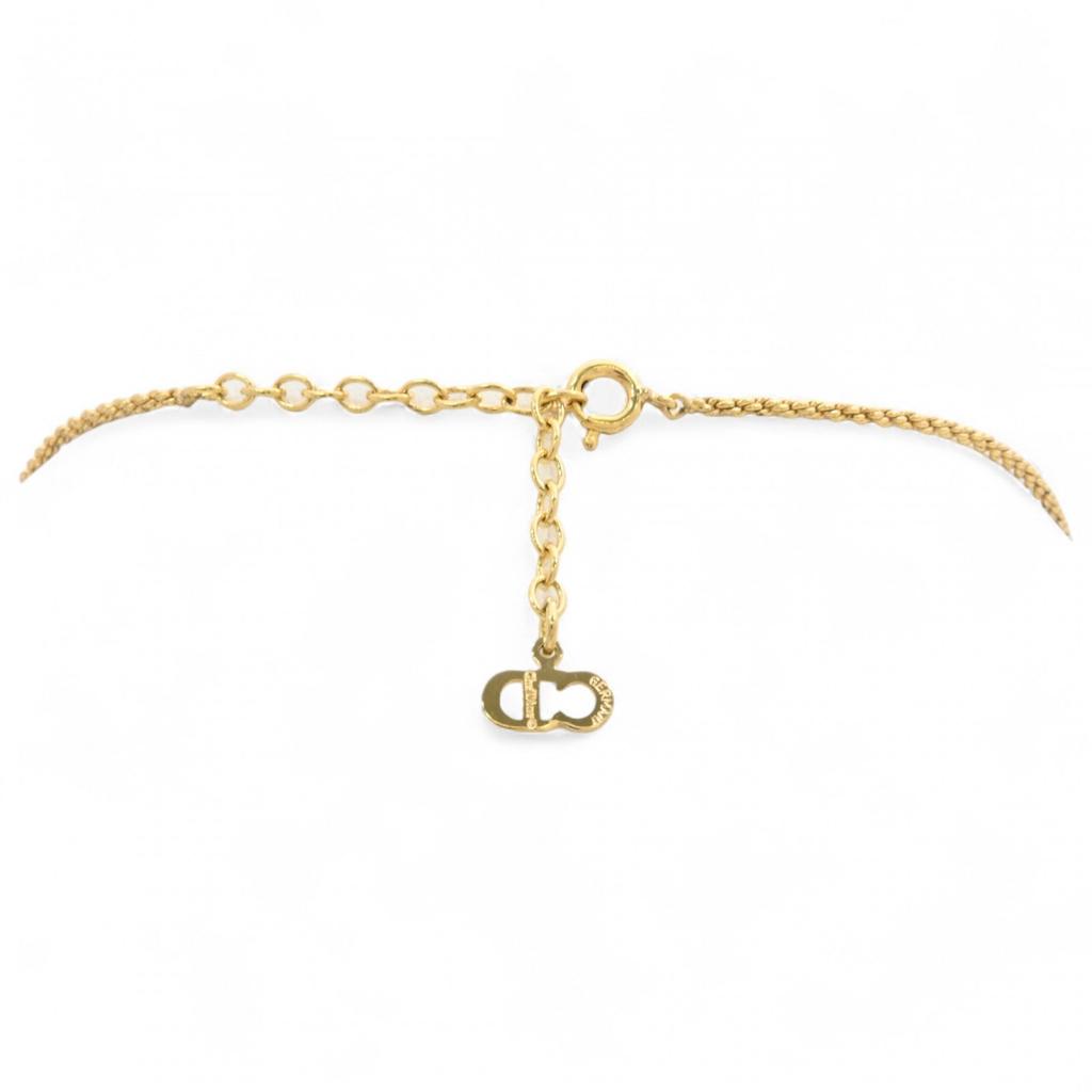 Auth Dior CD Logo Necklace Rhinestone Di9907bd