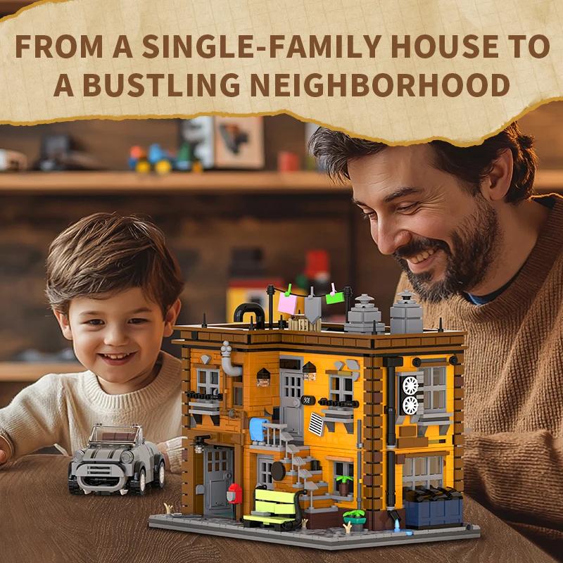 Non-Toxic 2284Pcs English Cottage Building Blocks Retro House With Car Moc Model Bricks Desktop Decoration Diy Toys For Kids Holiday Gifts