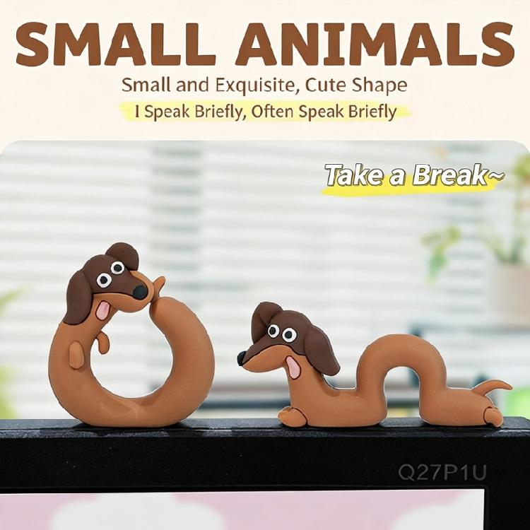 2/6 Animal Dog Figurines Mascots Crafts for Home Office Desk Decorations Silicone Dog Statues Computer Monitor Decors