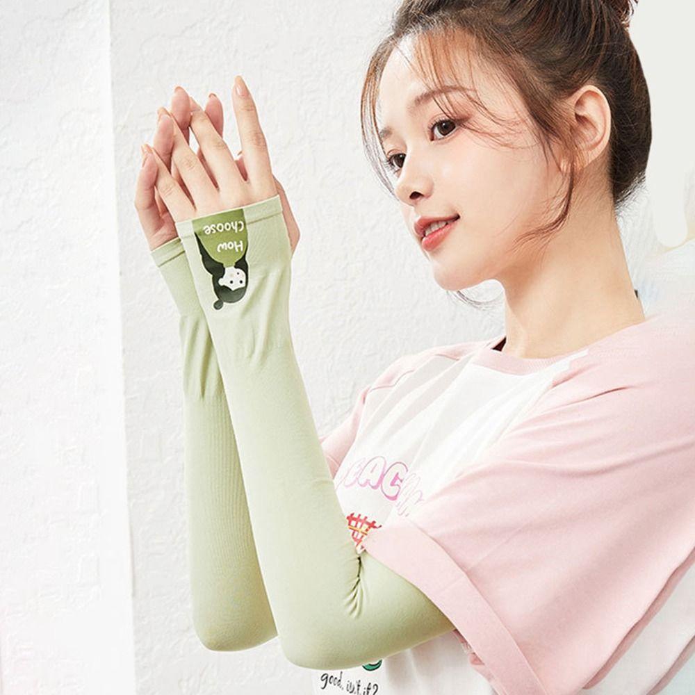 Gloves Cartoon Girl Anti-UV Ice Silk Sleeves Sun Protection Cover Sunscreen Sleeve Arm Warmers