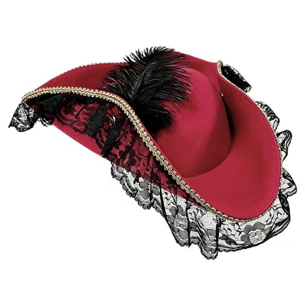 Solid Color Captain Hat Jack Hat Adult Tricorn Hat Vintage Cosplay Pirate Hat  Halloween