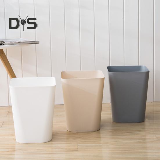 Small Waste Basket Trash Can Large Capacity Solid Color Easy To Clean Indoor Outdoor Plastic Garbage Bin