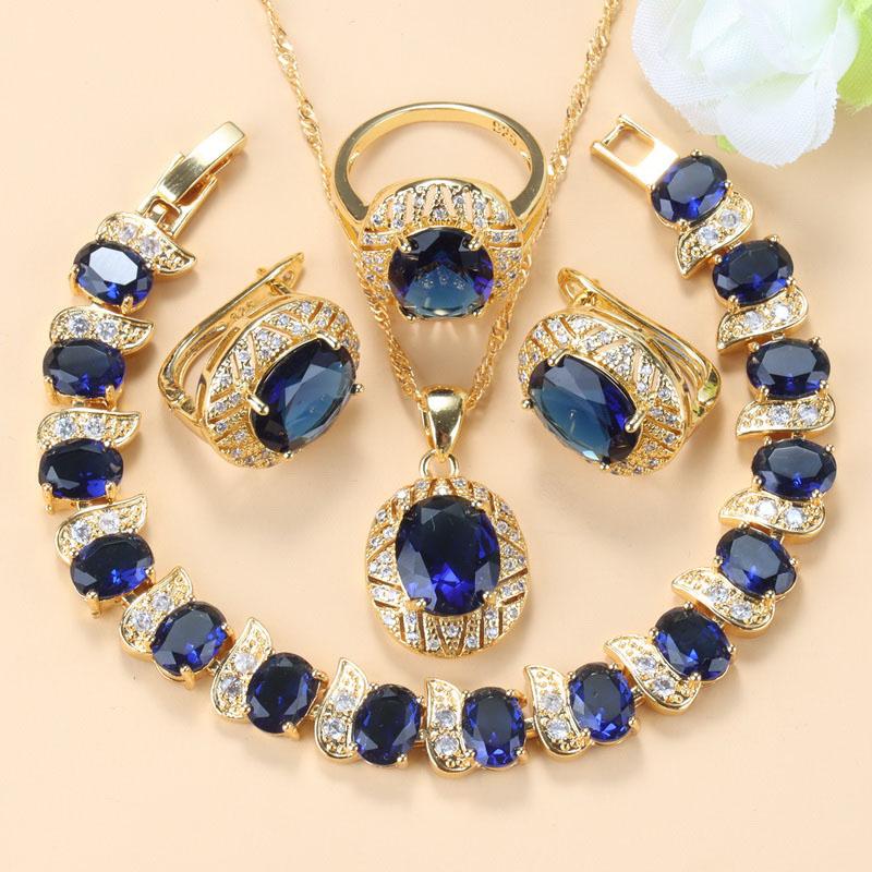 10-Colors Zircon Big Jewelry Sets Necklace And Clip Earrings Bridal Sets For Women African  Gold Plated Wedding Accessories