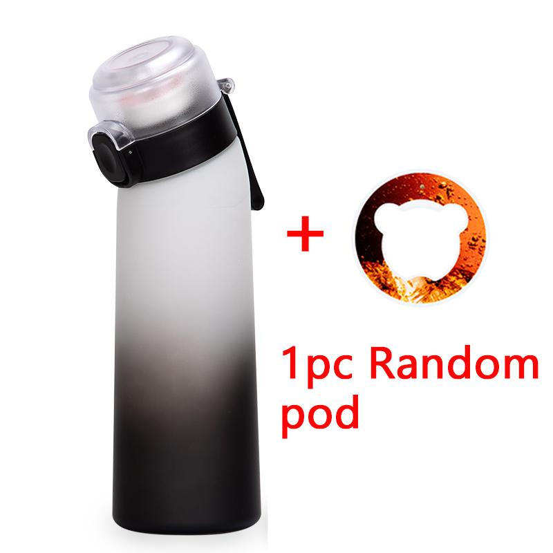 1 Stück 650ml Aromatisierte Wasserflasche mit Zufälligen 1 Aromapod Luftwasserflasche Mattiertes Schwarz Luft Camping Fitness Sportbecher