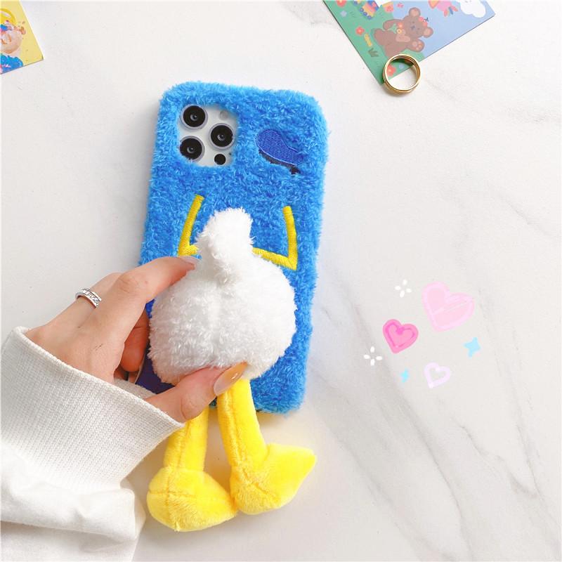 Furry Duck Fluffy Plush Cute Soft Cover For Samsung Galaxy A32 A82 A72 A52 A42 A22 A12 5g A02 A02s F62 F52 F22 F41 M62 M31s Warm