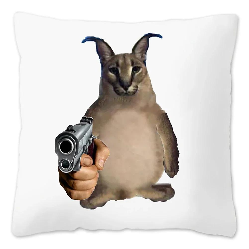 Capa de Almofada Meme Fofo Floppa 40x40 Decoração de Casa Dakimakura Engraçada Gato Caracal Capa de Almofada para Sala de Estar Housse De Coussin
