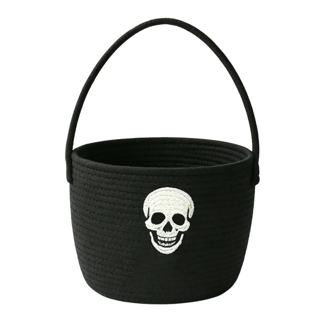 Halloween Candy Basket Handheld Pumpkin Bucket Cotton Rope Storage Basket with Handle for Holiday Decoration and Organization