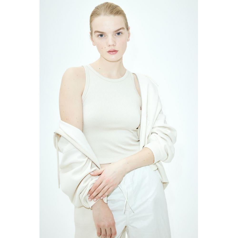 

Топ без рукавов в рубчик HM светло-бежевый