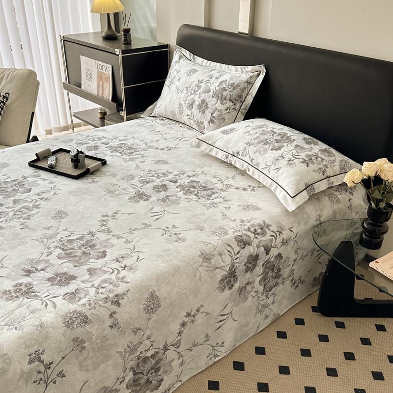 Vintage Style Floral Pattern 100% Cotton Bed Sheet Set Dark Color Flowers Luxurious Bedspread with Pillowcases Queen Bedding Set