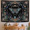 Mystic Celestial Butterfly Tapestry,Boho Moon Phase Sunflower Crystal Print Large Wall Hanging for Bedroom Living Room Aesthetic