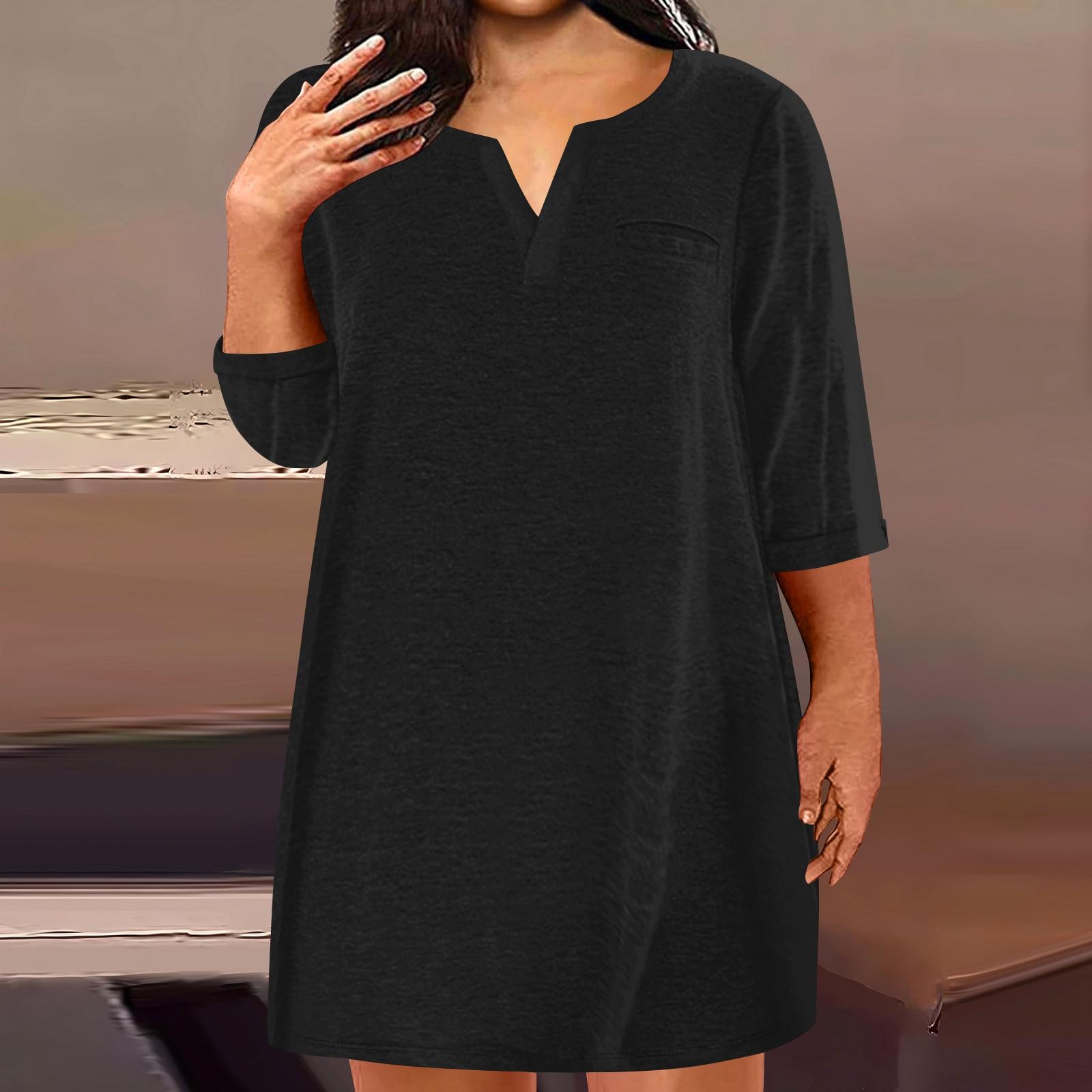 Женская мода большого размера с v-образным вырезом и семью рукавами — фото 11