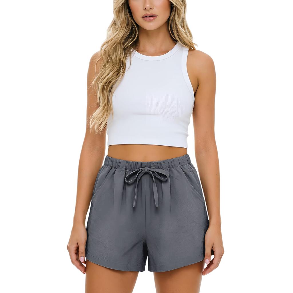 Casual en comfortabele damesboho-short met trekkoord en achterzakken voor de zomer