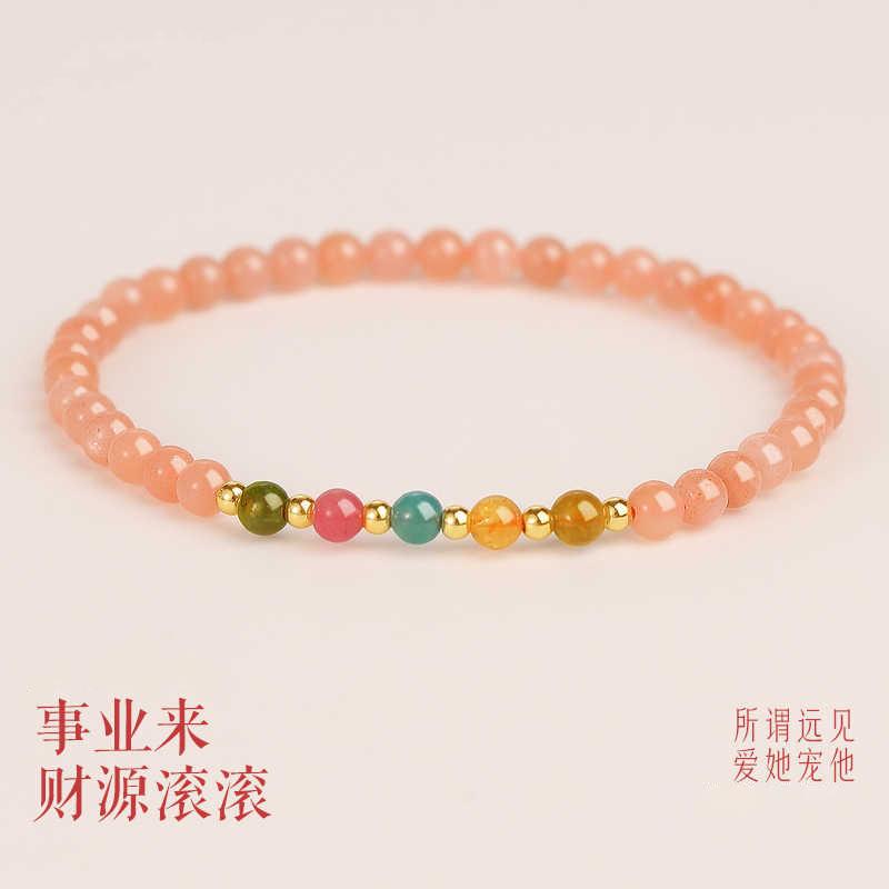 Authentic Natural Crystal Sunstone Bracelet for Women, Unique Small Tourmaline Bracelet Gift Yes