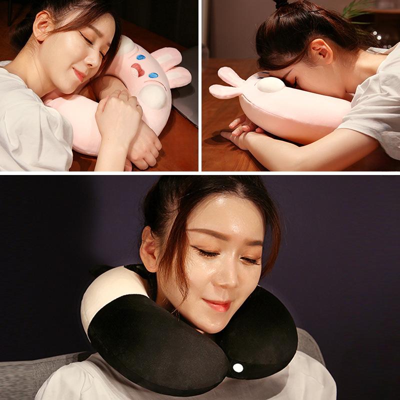 Cartoon U-shaped Pillow Memory Foam Kawaii Embroidery Airplane Travel Pillow Car Neck Pillow Office Nap Neck Pillow