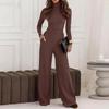 Women's Two-piece Knitwear Set: Turtleneck Knit Pullover + Wide-leg Trousers