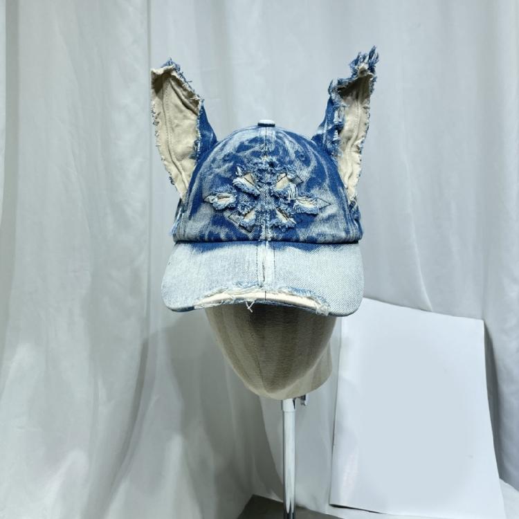 Distressed Dog Ear Casquettes Hat 2000S Cool Baseball Hat Breathable Sun Hat Long Brims Hiphop Dancing Hat for Adult Teens