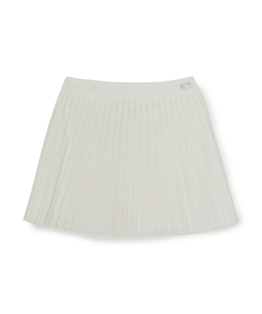 Emelbi Women'S Varsity Sporty Pleated Mini Skirt Ny (Ivory)