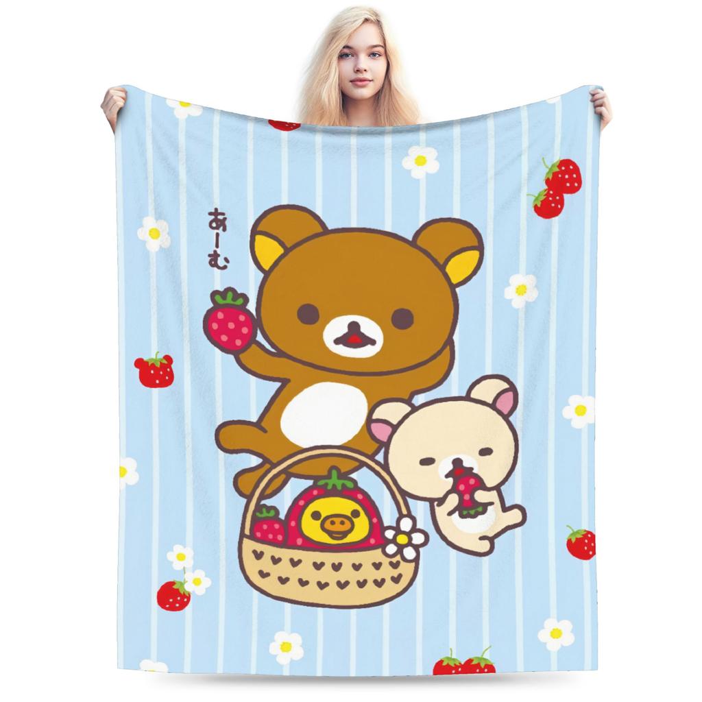 Cartoon Rilakkuma Blanket Velvet All Season Breathable Lightweight Throw Blankets for Bedding Car Rug Piece