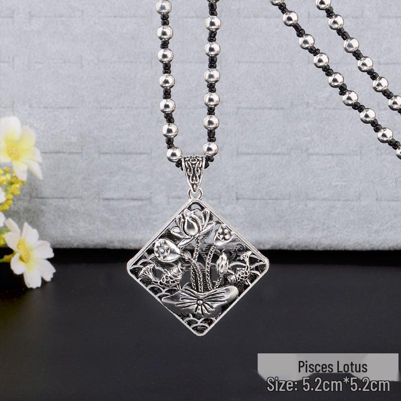 

Тибетское серебро Четыре стороны света Кисточка Подвеска Ожерелье