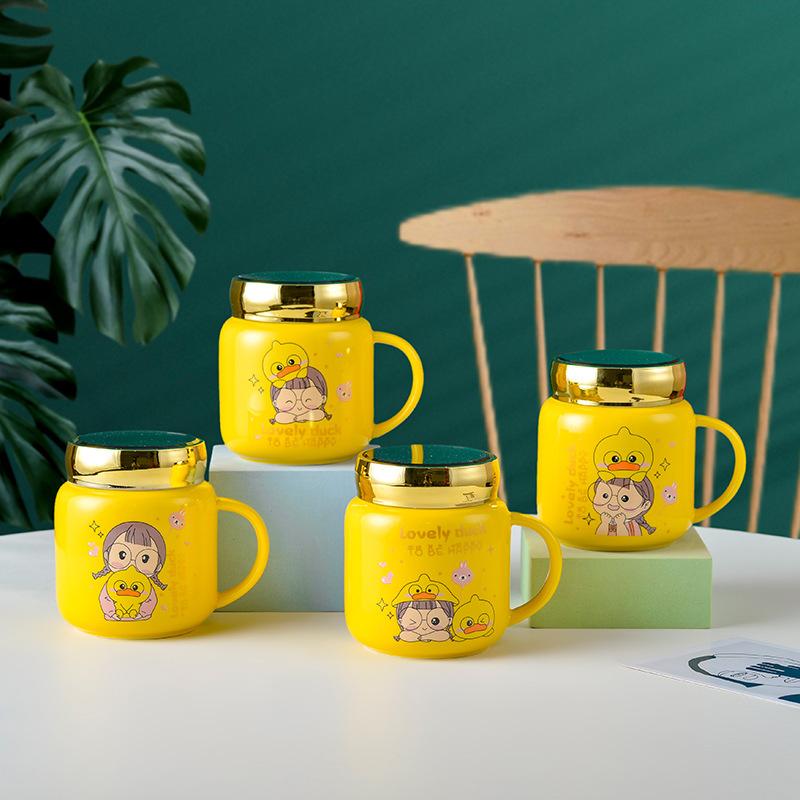 High Value J Mirror Chess Lattice Ceramic Cup Home Office Water Cup Coffee Cup Bear Mug Gift
