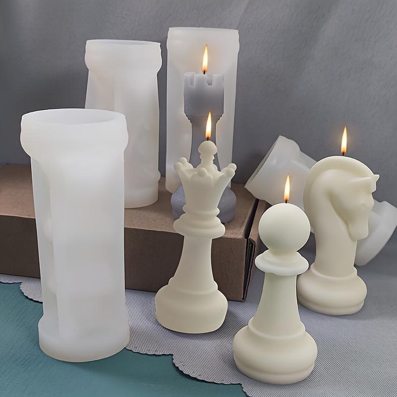 6pcs Chess Piece Silicone Mold Set for Candles, Resin & Plaster Crafts - Irregular Shape