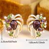 Light luxury retro butterfly ring with colorful gemstones Gold ring with amethyst and cubic zirconia Women's banquet personalized earrings