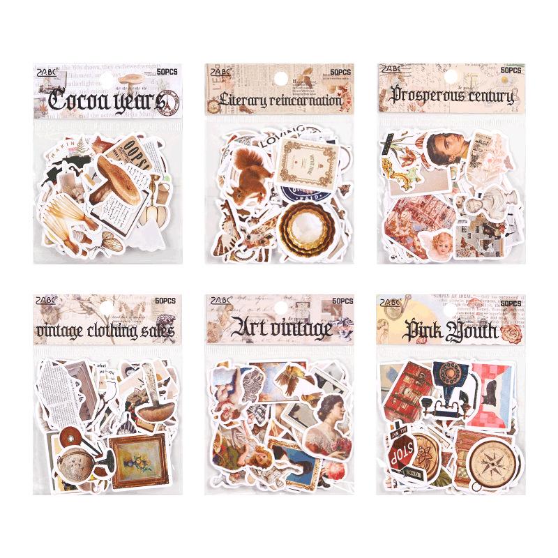 ZABC Sticker Pack Retro Collection: 6 Styles for Journaling & Collage