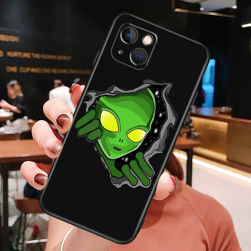 Alien Kawaii Art Phone Case For iPhone 16 Pro Max 14 13 12 11 15 Pro Max Plus 12 13 Mini XR 16e Funda Cover