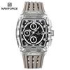 Naviforce 7105 Casual New Chronograph Mul-tifunction Watches Sports Silicone Man Transparent Case Wristwatch Relogio Masculino