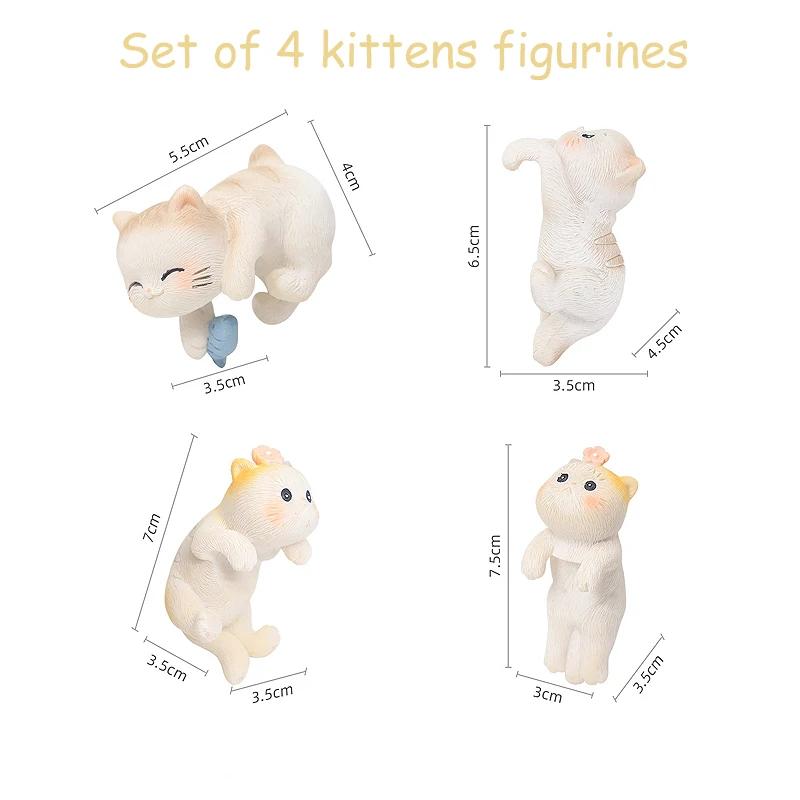

4pcs Climbing Kitten Figurines Cute Hanging Cat Decoration Ornaments for Flower pots, Fish Tank, Micro-landscape Tabletop Decor