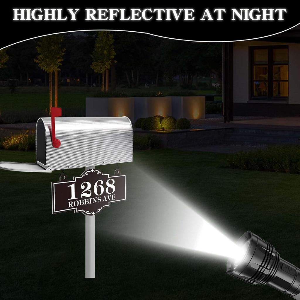 Hanging Address Sign Plaque - Personalized House Number Sign Plaque,House Address Numbers for Outside Mailbox,Lamp Post,Light Post,Metal Reflective