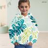 Girls Long Sleeve Hooded Pullover Tropical Leaf Printed Sweatshirt