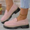 Fashion Women Solid Color Platform Loafers Shoes Woman Autumn British Style Flats Comfortable Thick Heel Slip On Shoes Zapatillas Mujer