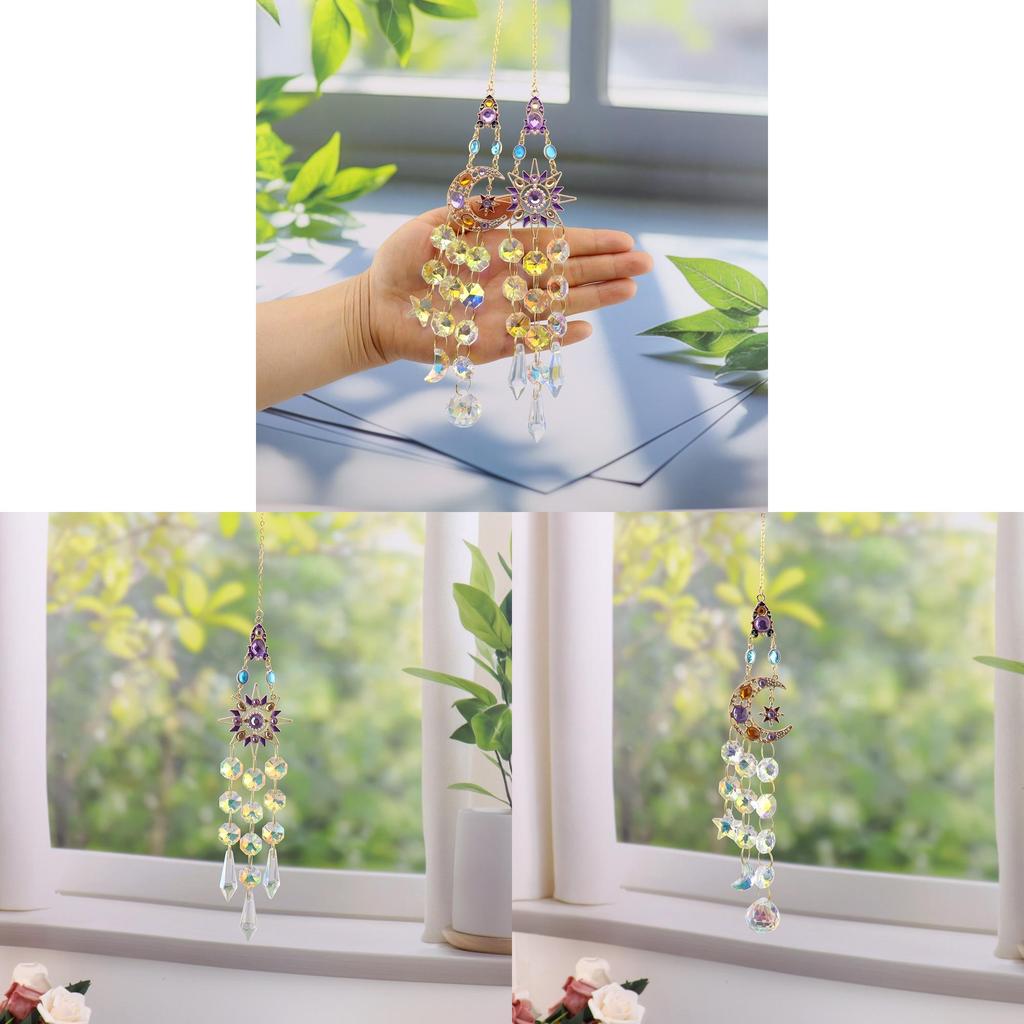 Decorative Agate Hanging Pendant With Colorful Diamonds Sun Butterfly Moon Star For Gift Giving And Holiday Decor
