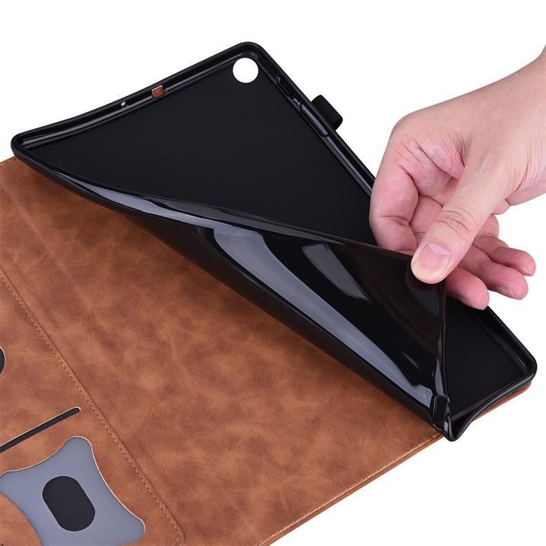 Samsung Tab A11 Plus 11-inch Leather Case with Card Slot and Stand, Frosted Patchwork Design