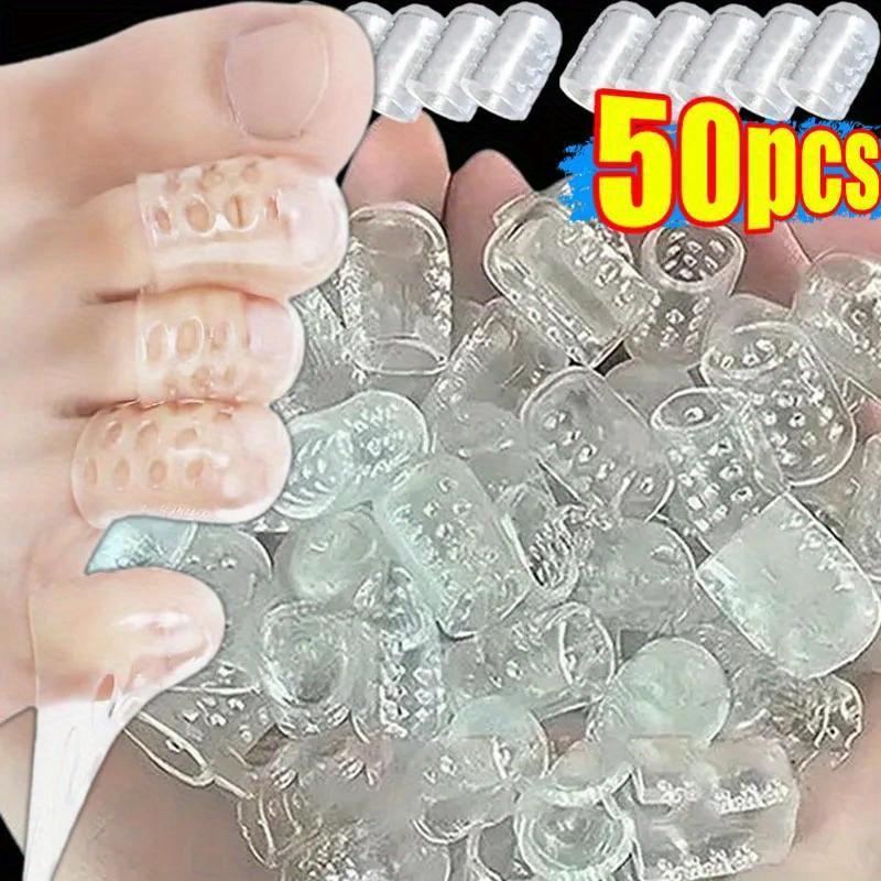

Дышащие 50 шт. Силиконовые накладки на пальцы ног - Эластичные влагостойкие разделители для пальцев против трения для ухода за ногтями и комфорта ног, инструменты и аксессуары без запаха 50pcs