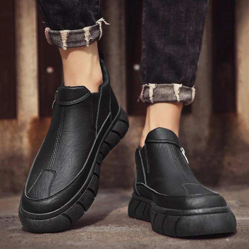Men's Ankle Boots Autumn Fashion Versatile Casual Shoes Tooling Boots Comfortable Outdoor Male Sports Walking Shoes with Zippers
