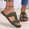 Fashion Ladies Shoes 2025 Brand Open Toe Women's Slippers Fashion Outdoor Belt Buckle Summer New Plus Size Casual Concise Flat Slippers