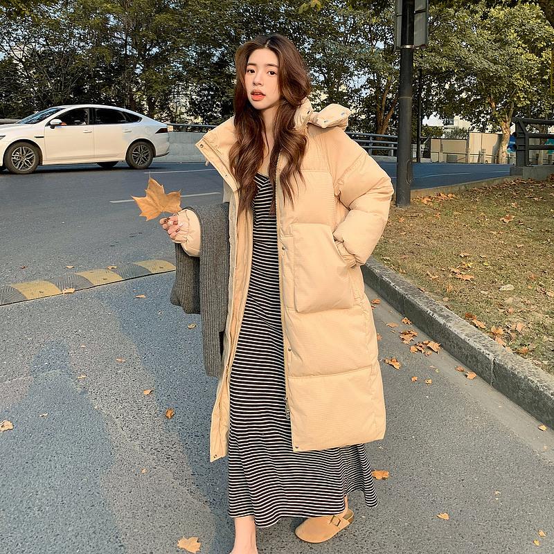 Down Cotton Coat for Women Loose 2025 Winter New Korean Thick Bread Coat Over Knee Preppy Style Coat