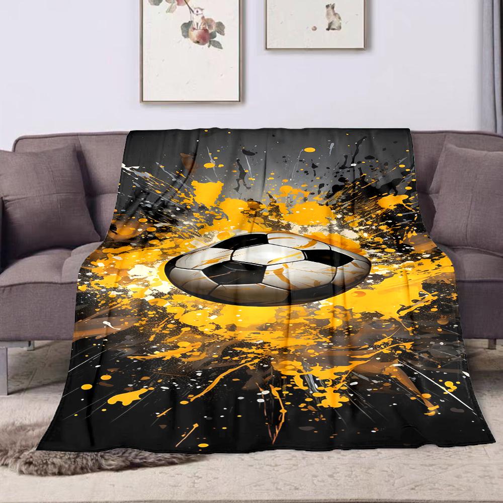Soccer Ball Splash Art Design Patterned flannel blanket perfect for the bedroom living room, sofa, or a little nap